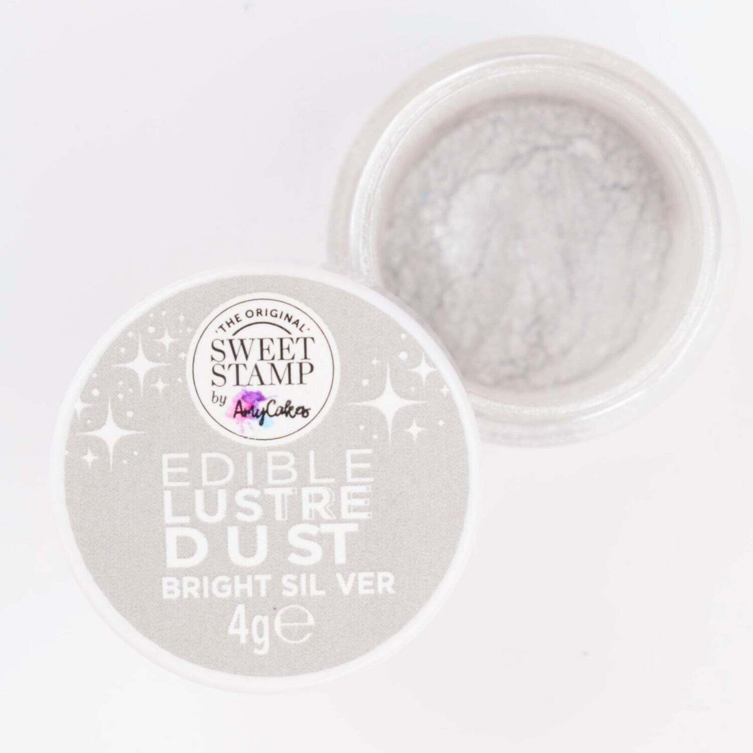 Sweet Stamp Edible Lustre Dust -BRIGHT SILVER - Βρώσιμη σκόνη γυαλιστερή Ασημί 4g