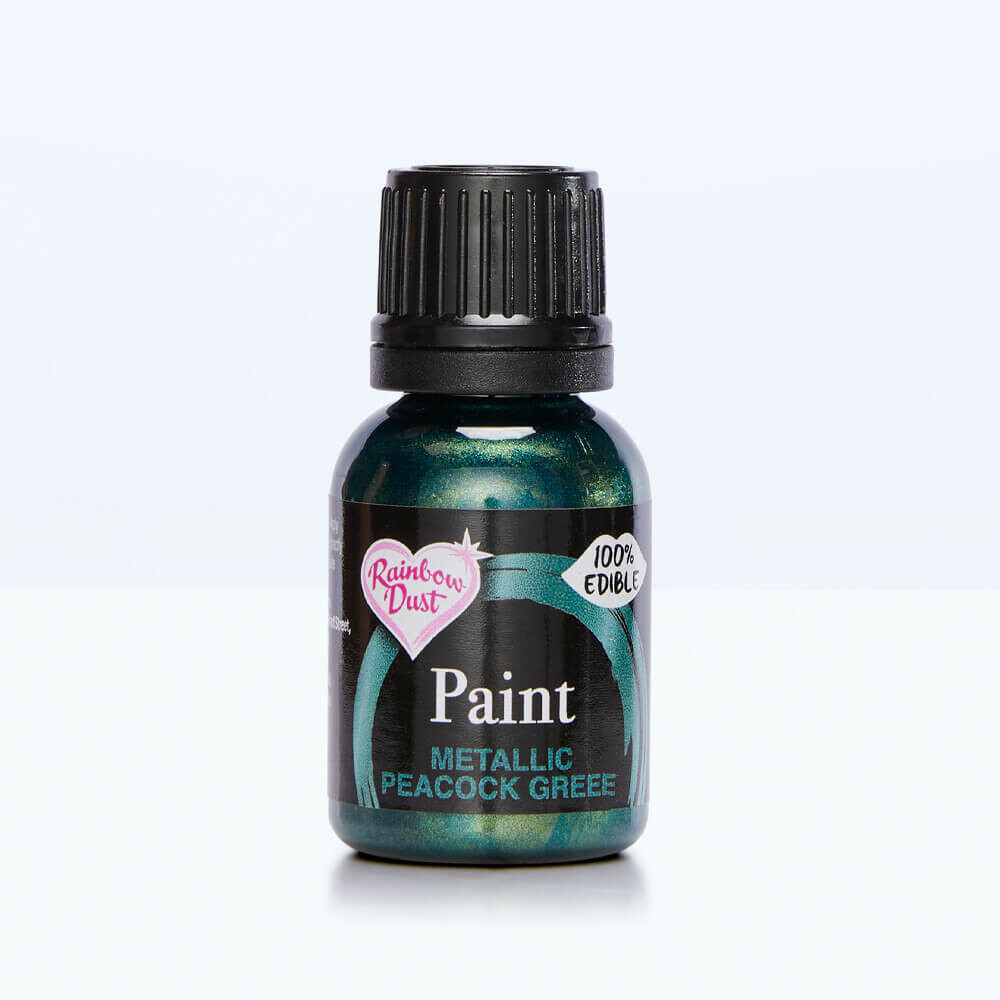 Rainbow Dust Metallic Paint -PEACOCK GREEN 24g - Μεταλλικό Βρώσιμο χρώμα ζωγραφικής Πράσινο Πετρόλ του Παγωνιού