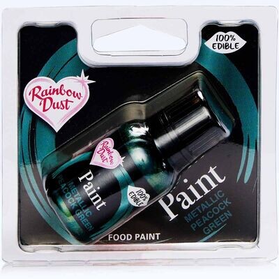 Rainbow Dust Metallic Paint -PEACOCK GREEN 24g - Μεταλλικό Βρώσιμο χρώμα ζωγραφικής Πράσινο Πετρόλ του Παγωνιού