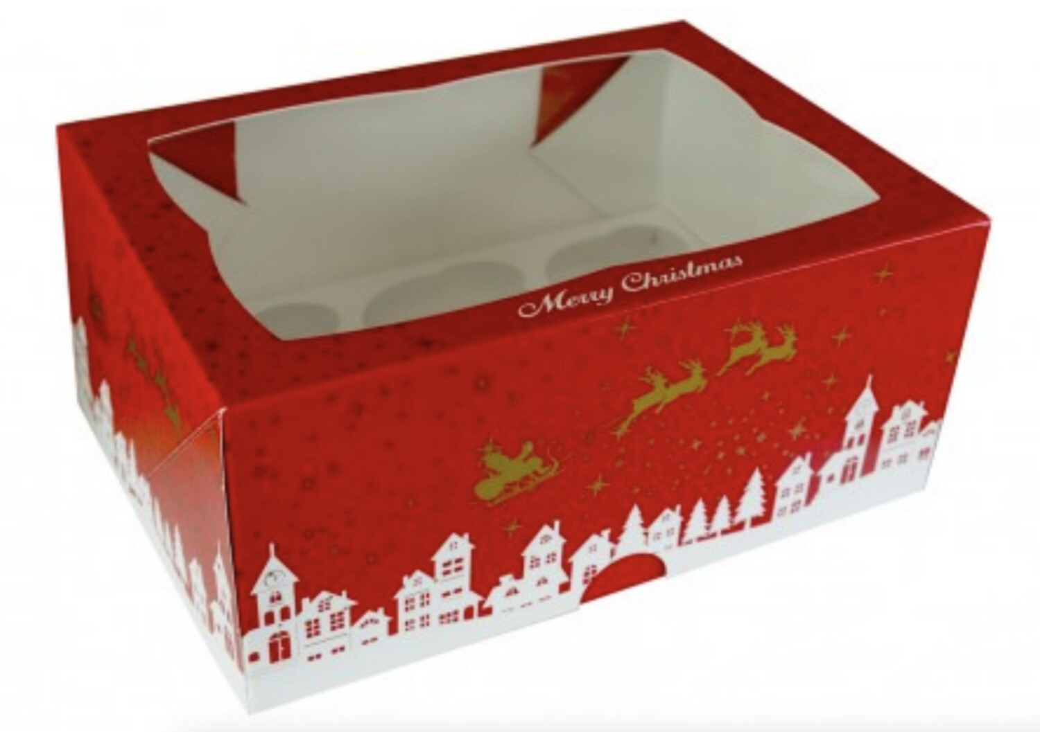CHRISTMAS THEME TALL Box for 6 Cupcakes - Χριστουγεννιάτικο Κουτί για 6 Καπκέϊκς Ψηλό (10εκ Ύψος)