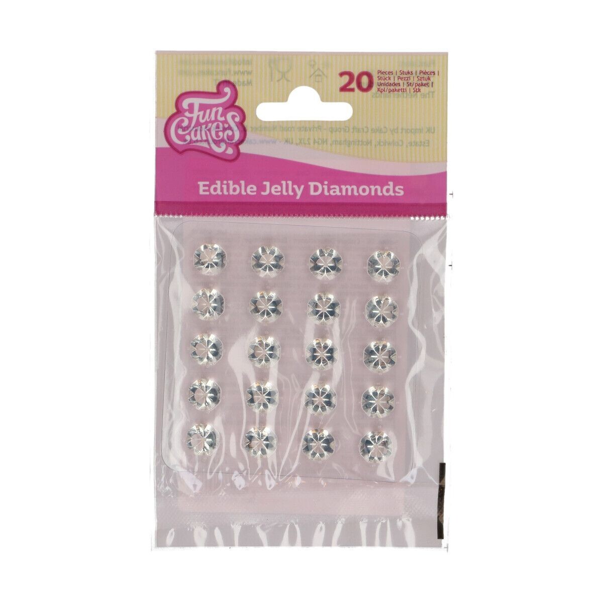 Funcakes Jelly DIAMOND Studs -CLEAR - Βρώσιμα Διάφανα Διαμαντάκια 20 τεμ
