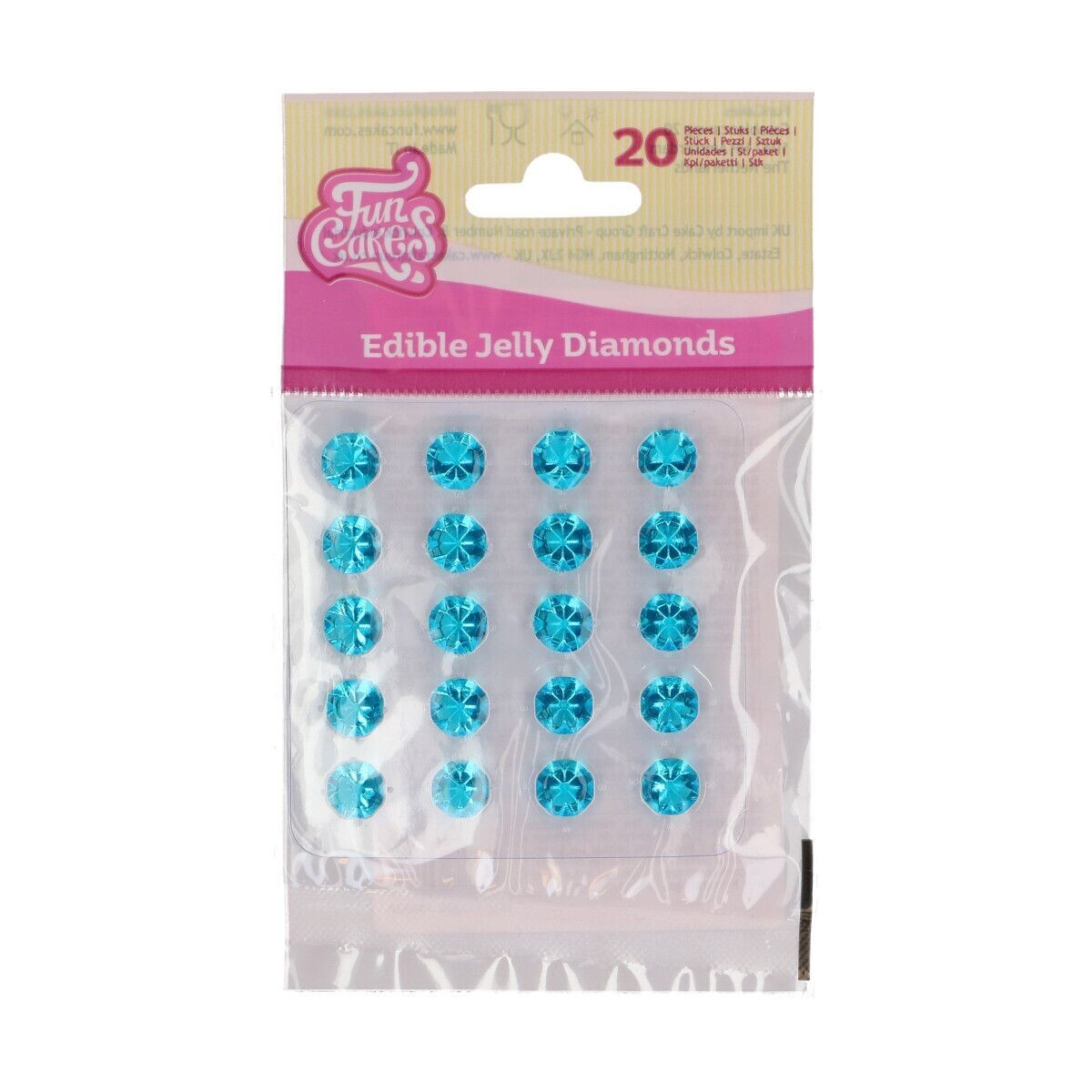 Funcakes Jelly DIAMOND Studs -SKY BLUE - Βρώσιμα Γαλάζια Διαμαντάκια 20 τεμ
