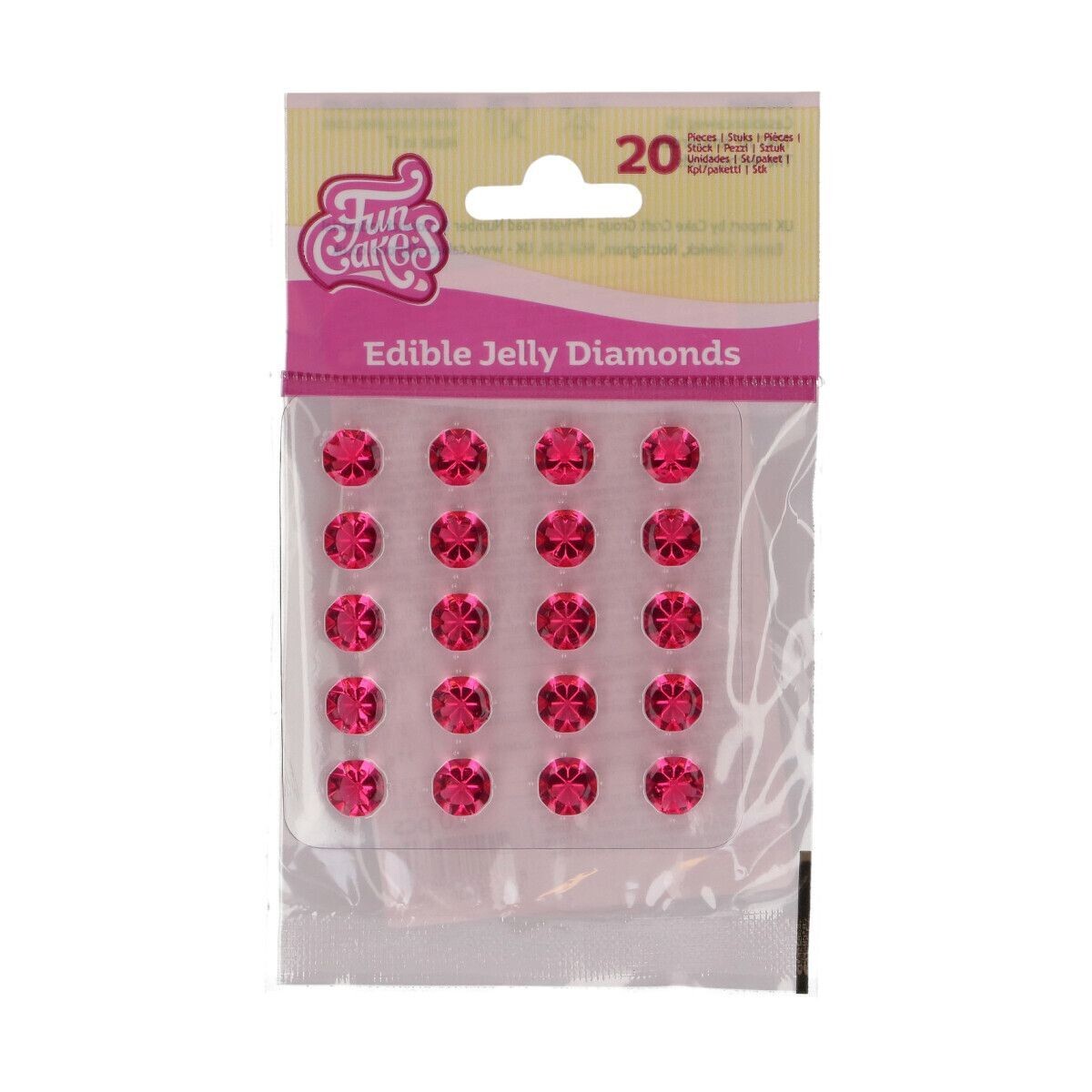 Funcakes Jelly DIAMOND Studs -PINK - Βρώσιμα Ροζ Διαμαντάκια 20 τεμ