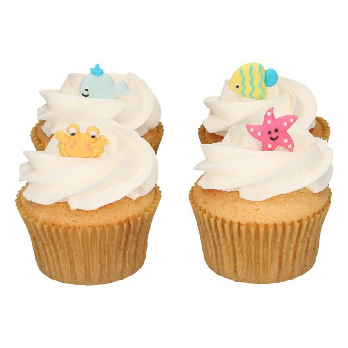 FunCakes Sugar Decorations -SEA LIFE 8τμχ - Βρώσιμα Διακοσμητικά Ζαχαρωτά Αστερίας, Φάλαινα, Καβούρι και Ψάρι