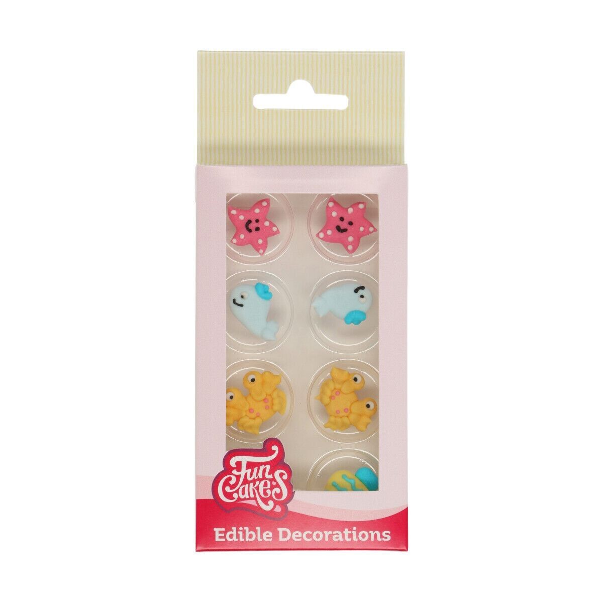 FunCakes Sugar Decorations -SEA LIFE 8τμχ - Βρώσιμα Διακοσμητικά Ζαχαρωτά Αστερίας, Φάλαινα, Καβούρι και Ψάρι