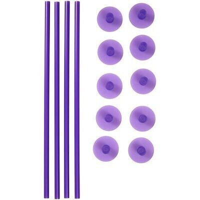 WILTON Plastic Support Rods and Caps pk/14 - Σετ 4τεμ Κούφιοι Πλαστικοί Πείροι/Κολώνες Στήριξης 30εκ με βάσεις - Μωβ