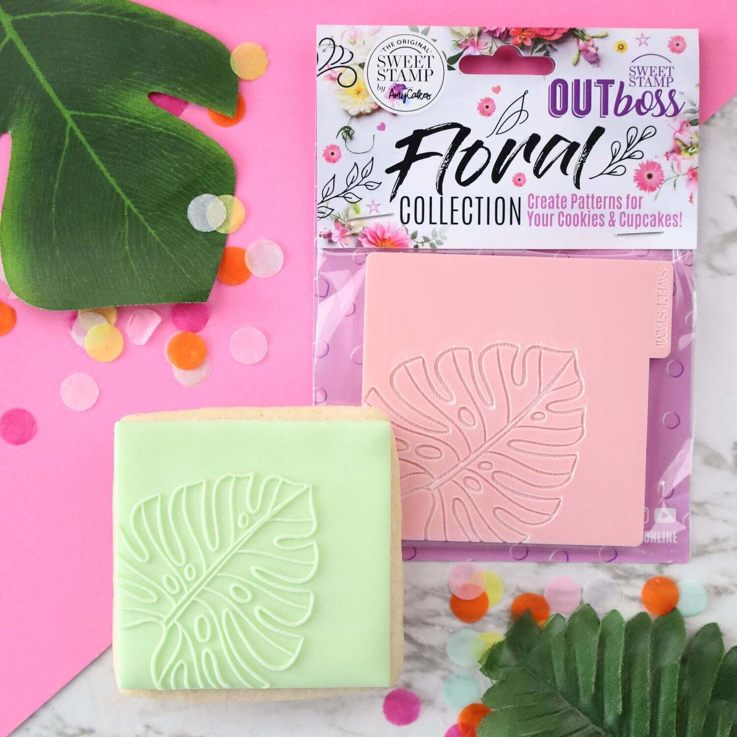 Sweet Stamp -OUTboss Texture Tiles -TROPICAL JUNGLE LEAF - Σφραγίδα Τροπικό Φύλλο της Ζούγκλας