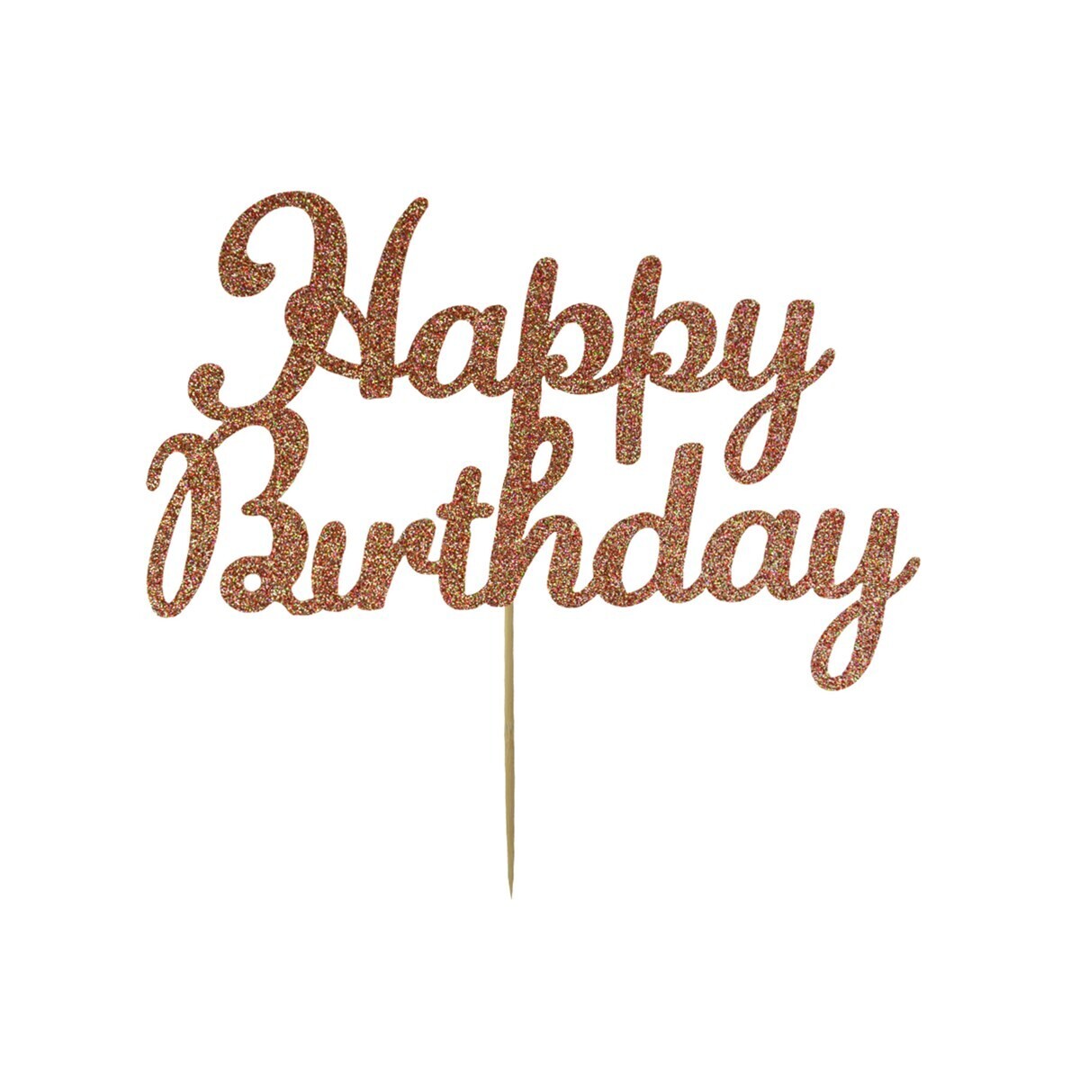 Kelsi Marsh Topper ROSE GOLD 'Happy Birthday' - Τόπερ Τούρτας Ροζ Χρυσό Γκλίτερ