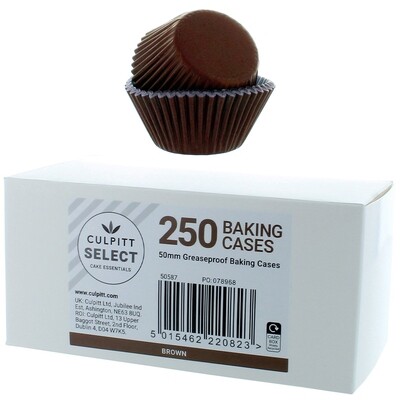 Culpitt Select BULK Cupcake Cases -PLAIN BROWN -Θήκες Ψησίματος -Καφέ 250 τμχ