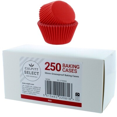 Culpitt Select BULK Cupcake Cases -PLAIN RED -Θήκες Ψησίματος -Κόκκινο 250 τμχ