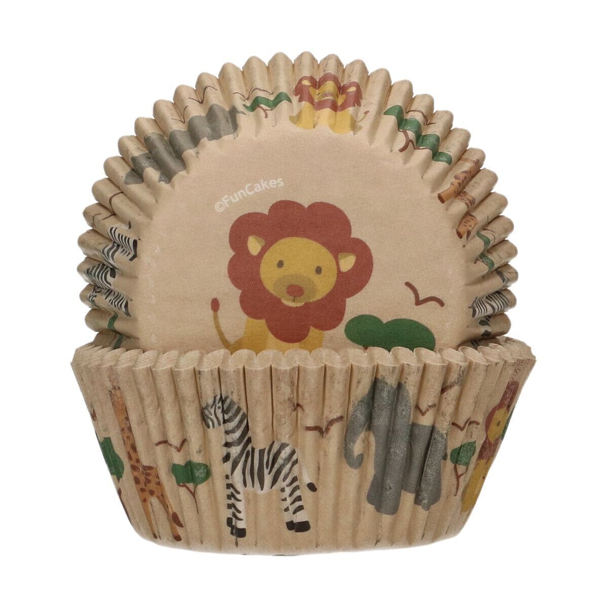 SALES!!!!FunCakes Cupcake Cases -SAFARI ANIMALS -Θήκες Ψησίματος Ζώα Σαφάρι 48 τεμ