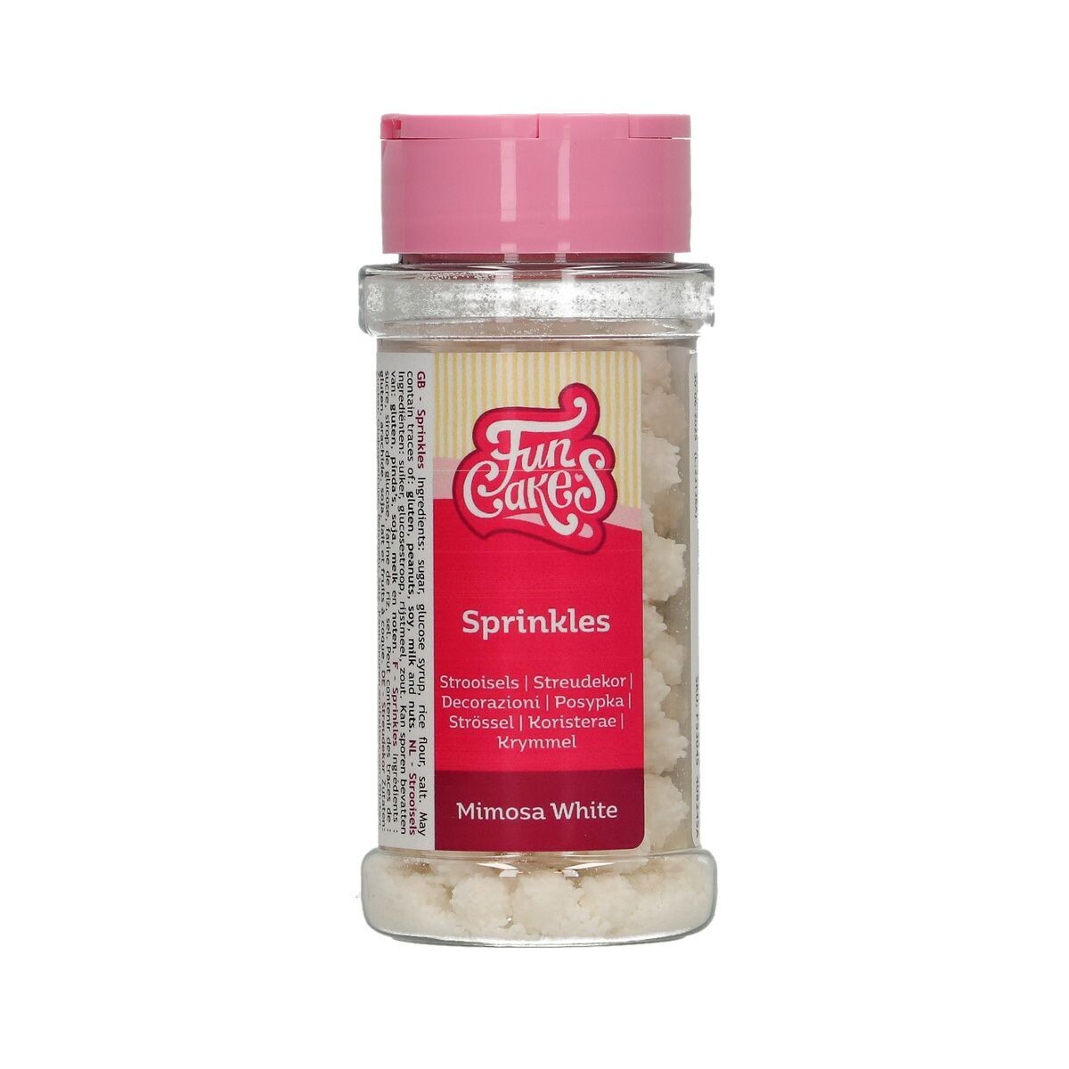 FunCakes Sprinkles -WHITE MIMOSA - Μείγμα Ζαχαρωτών Μιμόζα -Λευκά 45γρ