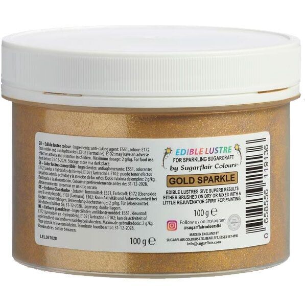 Sugarflair Edible Lustre GOLD SPARKLE - Βρώσιμη Σκόνη Μεταλλική Χρυσή 100γρ (Μεγάλη Συσκευασία)