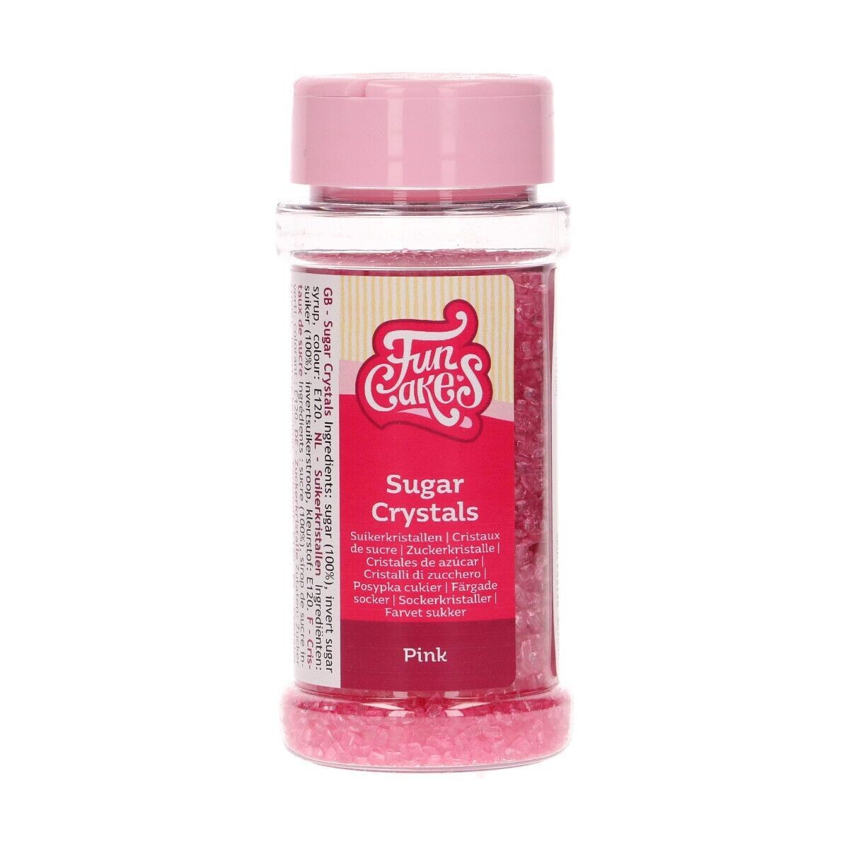 FunCakes Sugar Crystals -PINK -Χρωματιστή Ζάχαρη σε μικρούς κρυστάλλους-Ροζ 80γρ
