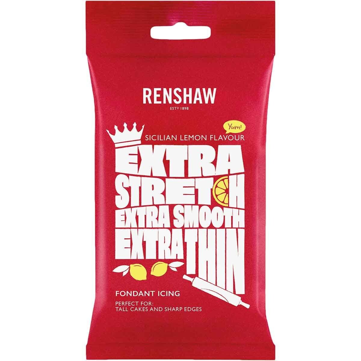 Renshaw Fondant Extra 1kg White with Sicilian LEMON flavour - Ζαχαρόπαστα Επικάλυψης Λευκή 1κ με γεύση Λεμόνι, έξτρα ελαστική