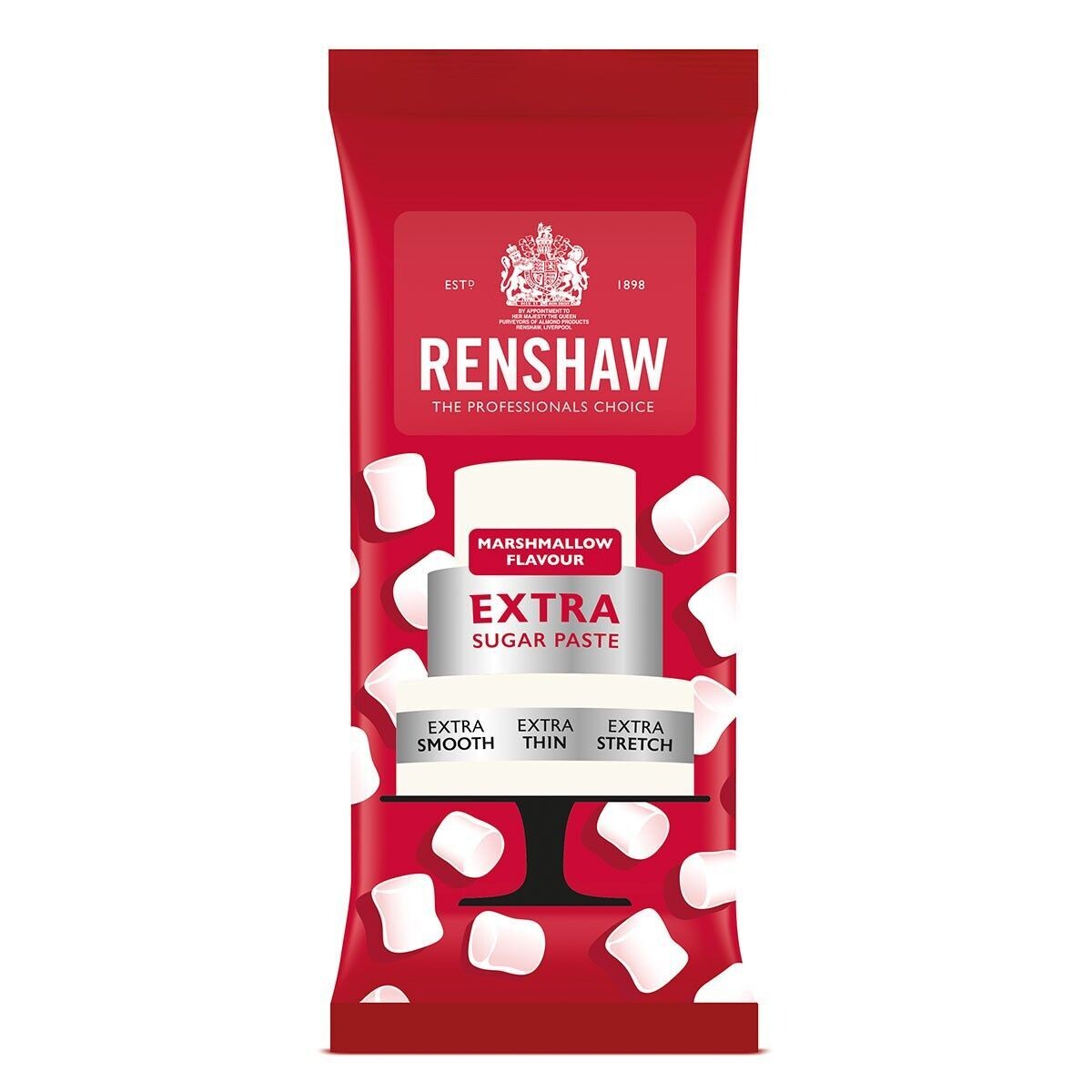 Renshaw Rolled Fondant Extra 1kg -MARSHMALLOW - Ζαχαρόπαστα Επικάλυψης Λευκή 1κ με γεύση Μαρσμέλοου, έξτρα ελαστική