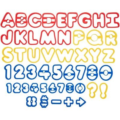 Wilton Tub of 50 LARGE ALPHABET LETTER &amp; NUMBER CUTTERS -Σετ 50τεμ Μεγάλα Πλαστικά Κουπ πατ Γράμματα &amp; Αριθμοί