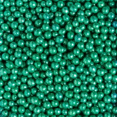 DECORA Dragees -4mm METALLIC GREEN 100g - Βρώσιμες μικρές πέρλες Πράσινο Μεταλλικό