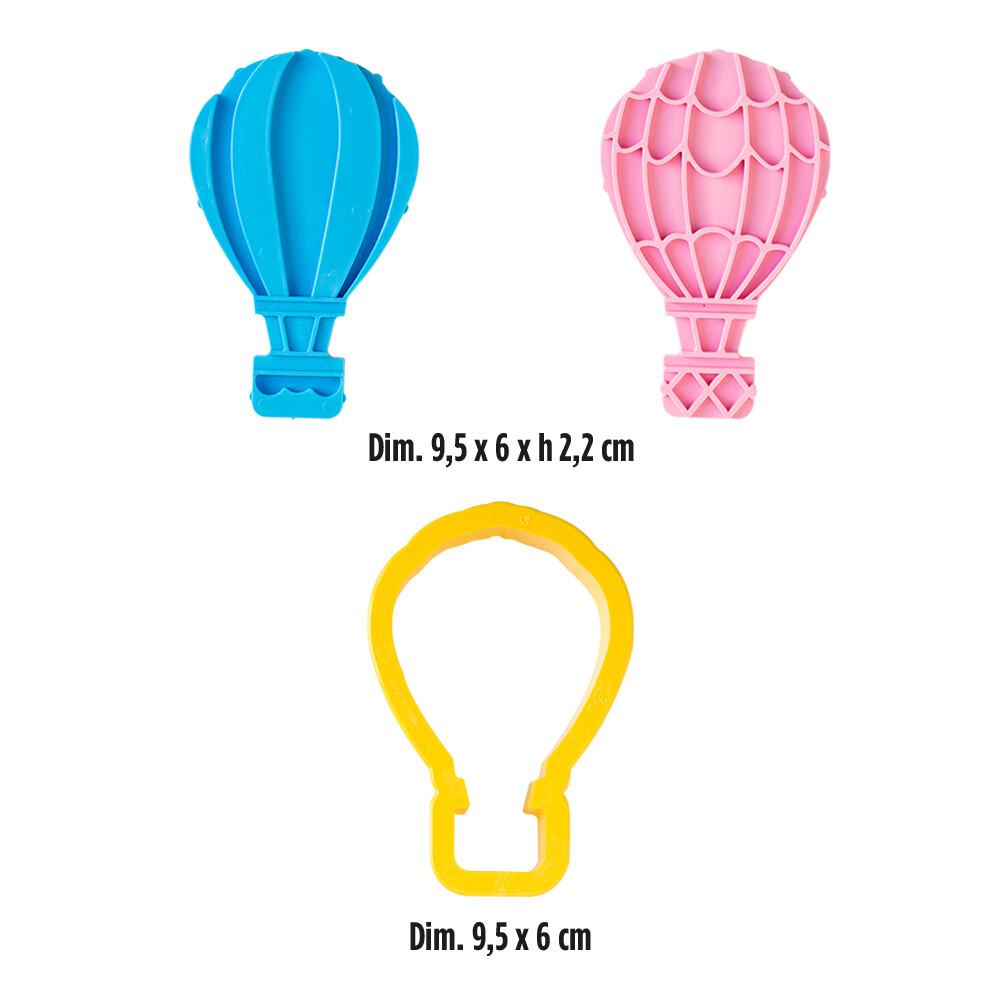 DECORA Cookie Cutter &amp; Texture Stamp -HOT AIR BALLOON - Σετ πλαστικό κουπ πατ και 2 σφραγίδες Αερόστατο