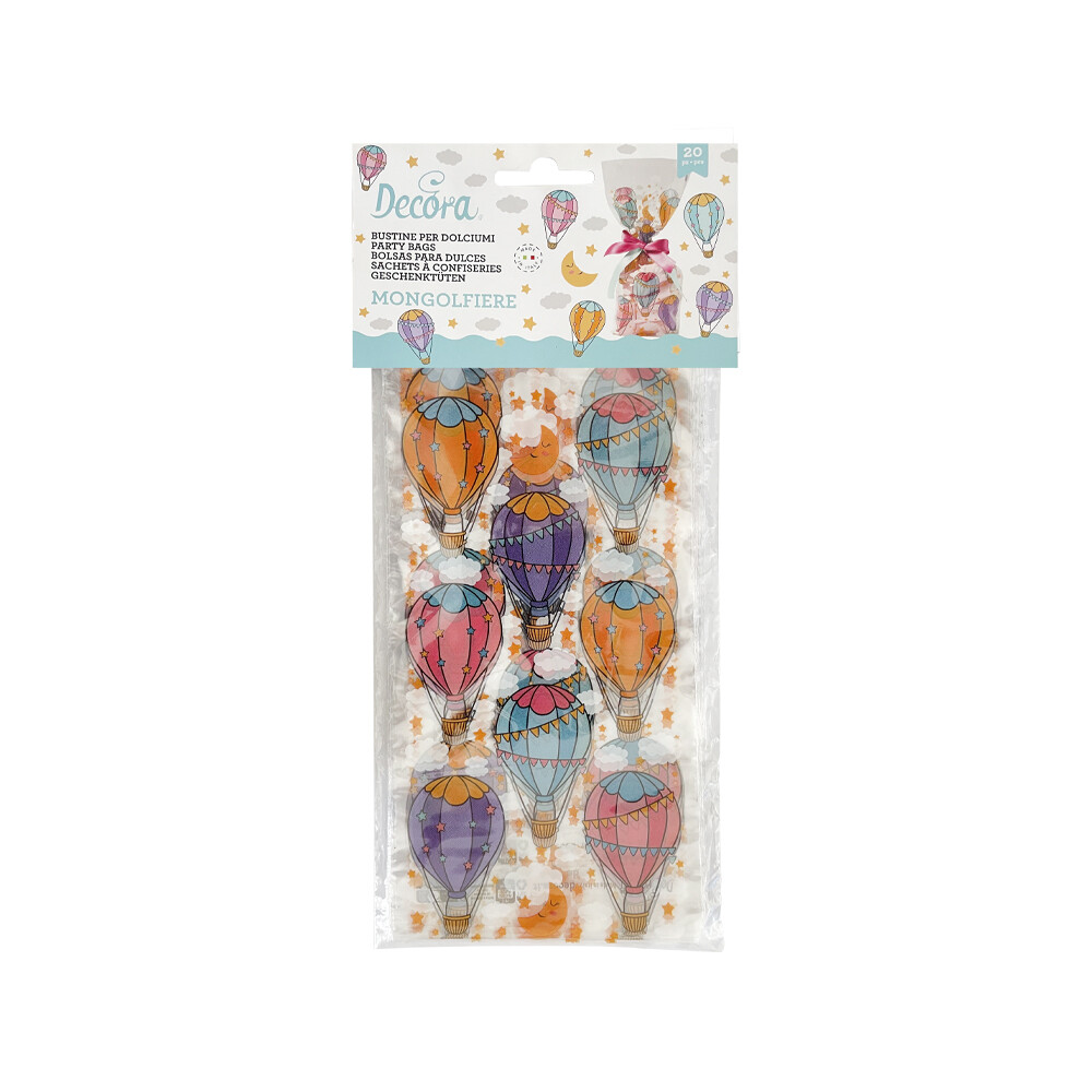 SALE!!! DECORA Bags for Sweets -HOT AIR BALLOON 20τμχ - Σακουλάκια για γλυκά με Αερόστατα