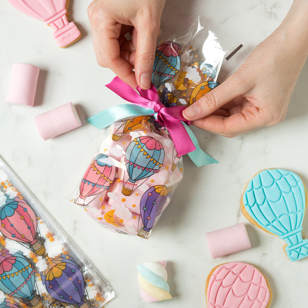 SALE!!! DECORA Bags for Sweets -HOT AIR BALLOON 20τμχ - Σακουλάκια για γλυκά με Αερόστατα