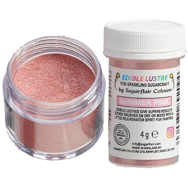 Sugarflair Edible Lustre SHIMMER PINK - Βρώσιμη Σκόνη Μεταλλική Γυαλιστερό Ροζ 4γρ