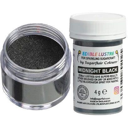Sugarflair Edible Lustre MIDNIGHT BLACK - Βρώσιμη Σκόνη Μεταλλική Μαύρη 4γρ