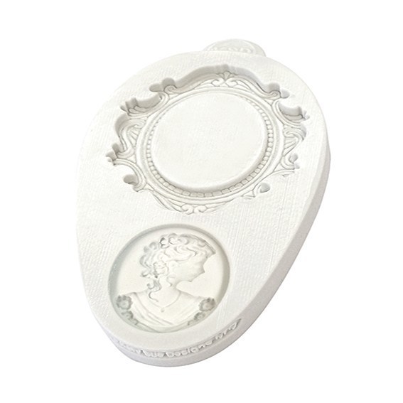 Katy Sue Silicone Mould -MINIATURE OVAL FRAME &amp; CAMEO 2 -Καλούπι Σιλικόνης Μινιατούρα Κάδρο Οβάλ &amp; Καμέο 2