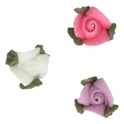 FUNCAKES Sugar Decorations -ROSES WITH LEAVES 16τμχ - Βρώσιμα ζαχαρωτά τριαντάφυλλα με φύλλα