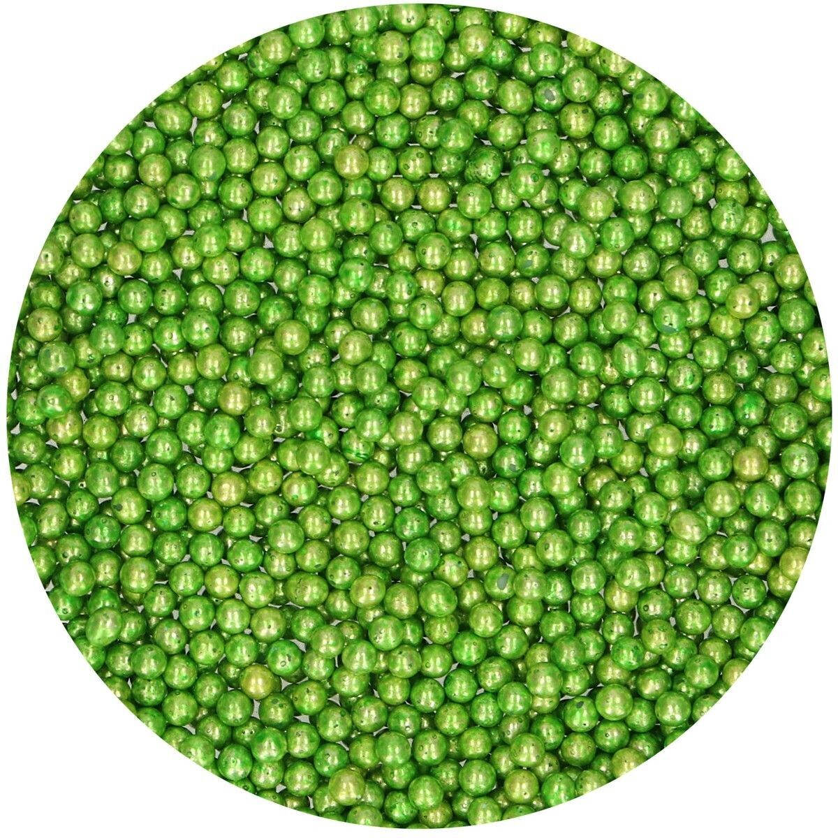 FunCakes Sugar Pearls -4mm METALLIC GREEN 80g -Μείγμα Ζαχαρωτών Πέρλες Μεταλλικό Πράσινο
