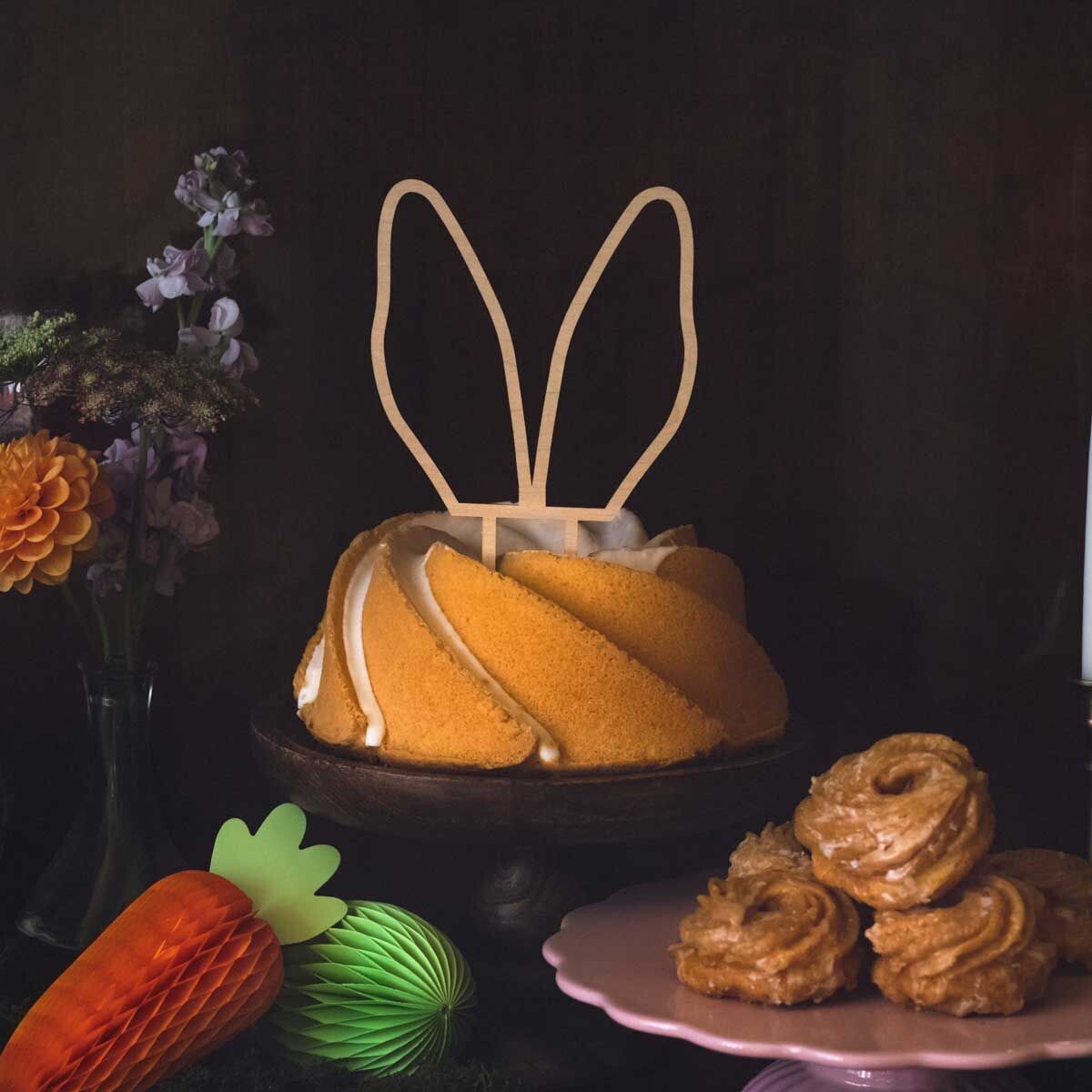 SALE!!! PartyDeco Cake Topper BUNNY EARS WOODEN -Τόπερ Τούρτας Ξύλινο Αυτιά Λαγού