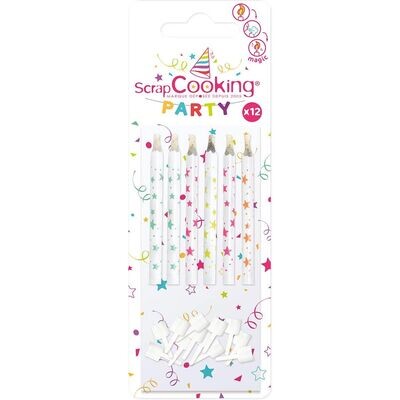ScrapCooking Candles MAGIC LIGHTING 12 τμχ - Μαγικά Κεράκια Λευκά με Χρωματιστά Αστέρια