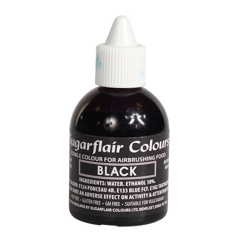 Sugarflair Airbrush Colour -MATT BLACK -Χρώμα Αερογράφου Ματ Μαύρο 60ml