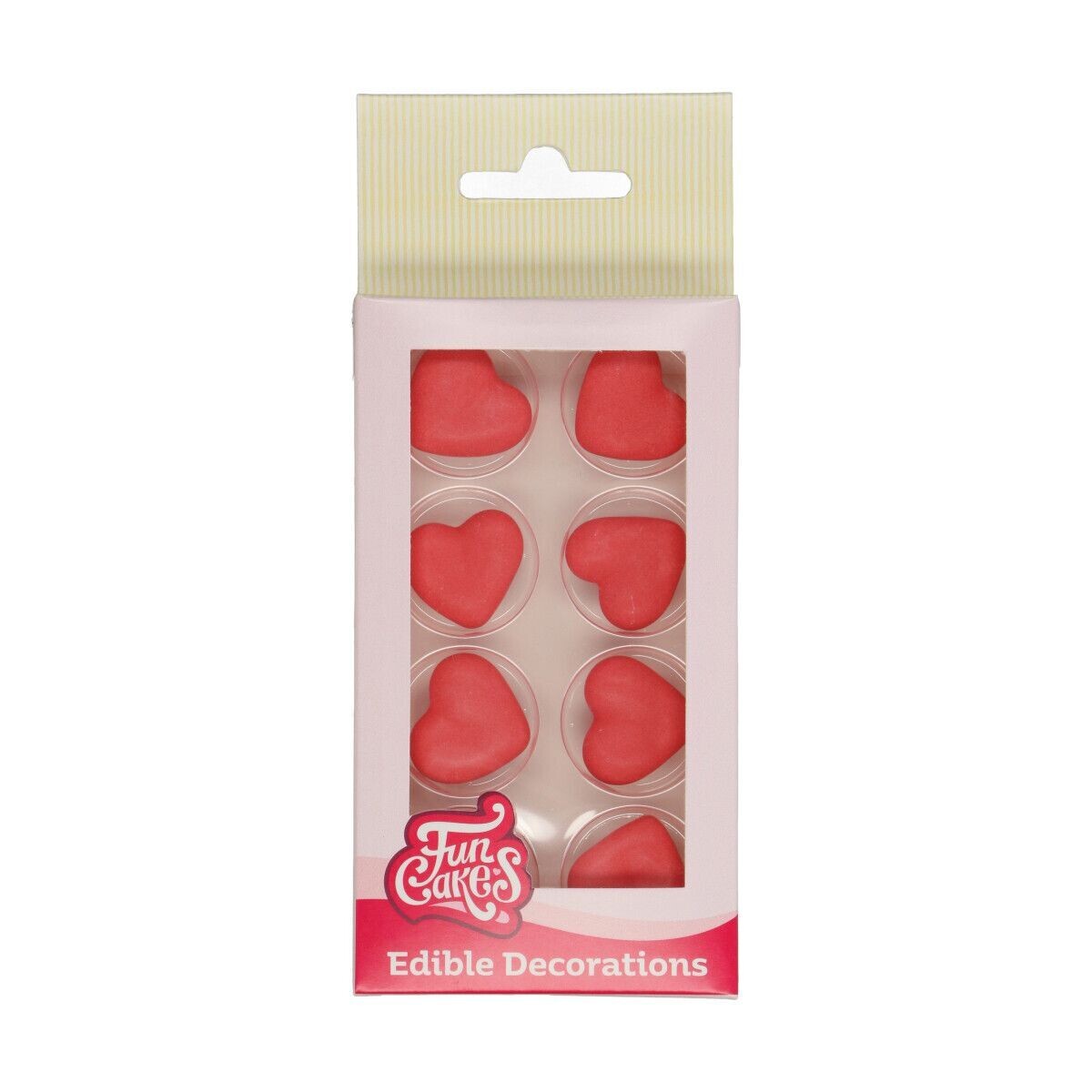 FunCakes Sugar Decorations -RED HEARTS 8τμχ - Βρώσιμα Διακοσμητικά Ζαχαρωτά Κόκκινες Καρδιές