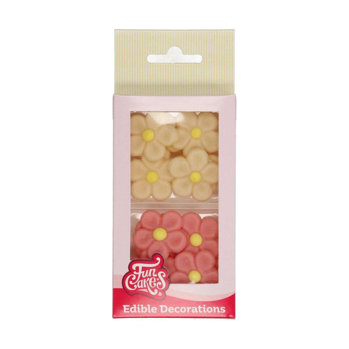 FunCakes Marzipan Decorations -WHITE &amp; PINK DAISIES 12τμχ - Βρώσιμα διακοσμητικά ζαχαρωτά από αμυγδαλόπαστα - Μαργαρίτες