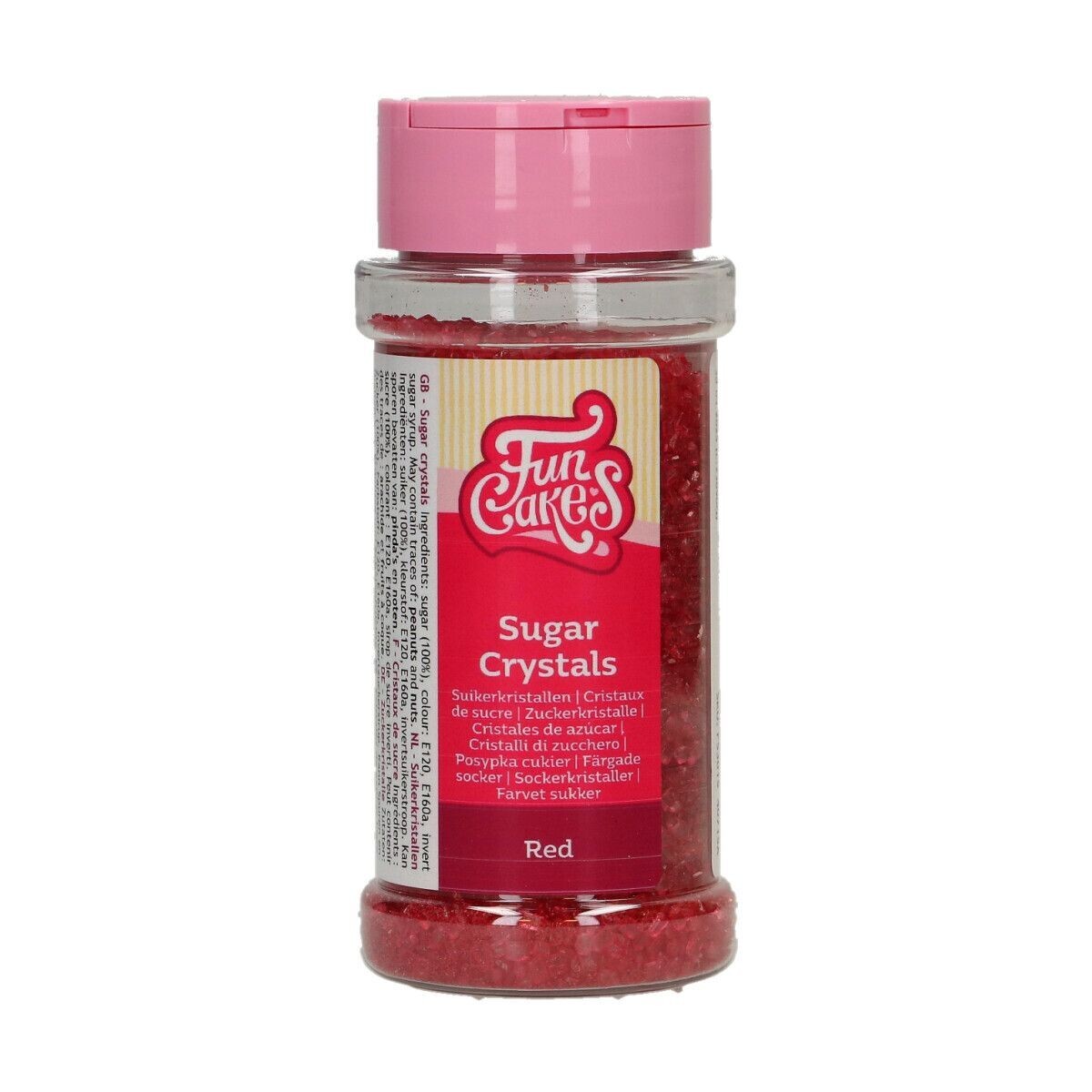 FunCakes Sugar Crystals -RED -Χρωματιστή Ζάχαρη σε μικρούς κρυστάλλους-Κόκκινη 80γρ