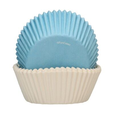 FunCakes Cupcake Cases -BLUE &amp; WHITE -Θήκες Ψησίματος σε Λευκό και Γαλάζιο -48 τεμ