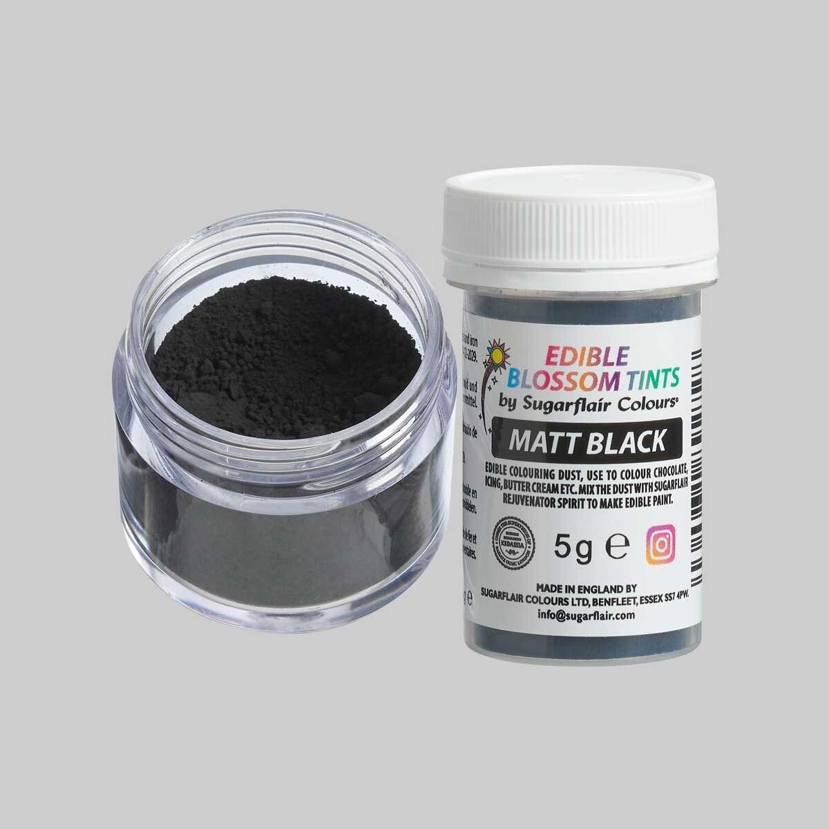 Sugarflair Edible Matt Dust MATT BLACK - Βρώσιμη Σκόνη Ματ σε Μαύρο 5γρ
