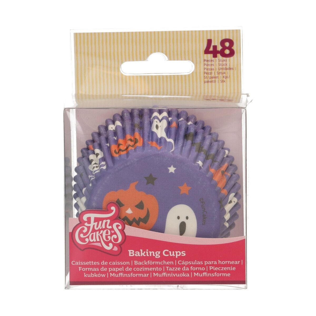 FunCakes Cupcake Cases -SPOOKY HALLOWEEN -Θήκες Ψησίματος Μωβ με Κολοκύθες και Φαντάσματα-48 τεμ