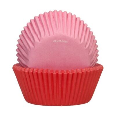 FunCakes Cupcake Cases -PINK &amp; RED -Θήκες Ψησίματος σε Κόκκινο και Ροζ  -48 τεμ
