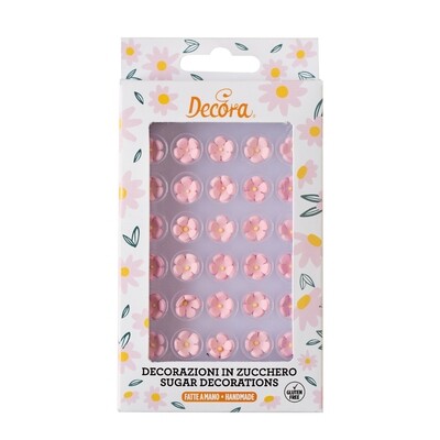 DECORA Sugar Decorations -SMALL BLOSSOMS - PINK - Βρώσιμα διακοσμητικά ζαχαρωτά Λουλούδια/Άνθη Ροζ 30 τμχ