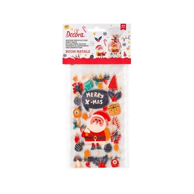 DECORA Treat Bags with flat bottom -MERRY X-MAS 20τμχ - Σακουλάκια για γλυκά Χριστουγεννιάτικα