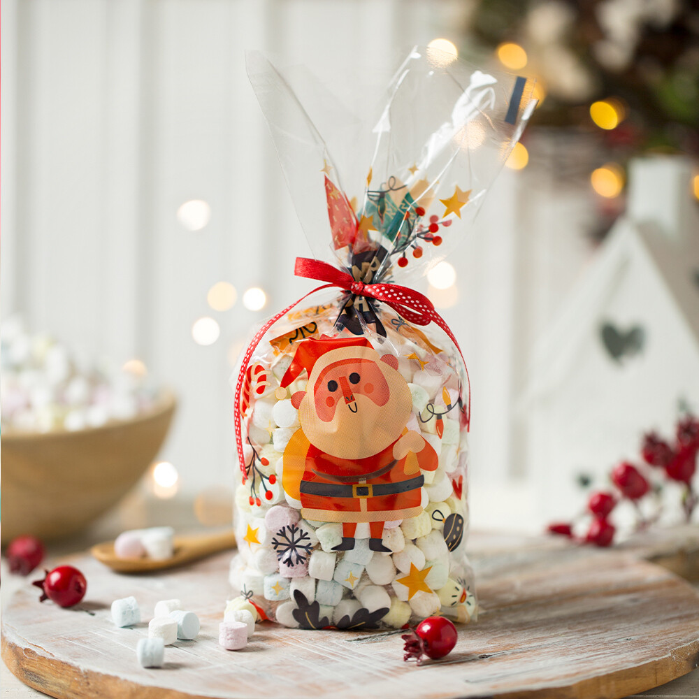 DECORA Treat Bags with flat bottom -MERRY X-MAS 20τμχ - Σακουλάκια για γλυκά Χριστουγεννιάτικα
