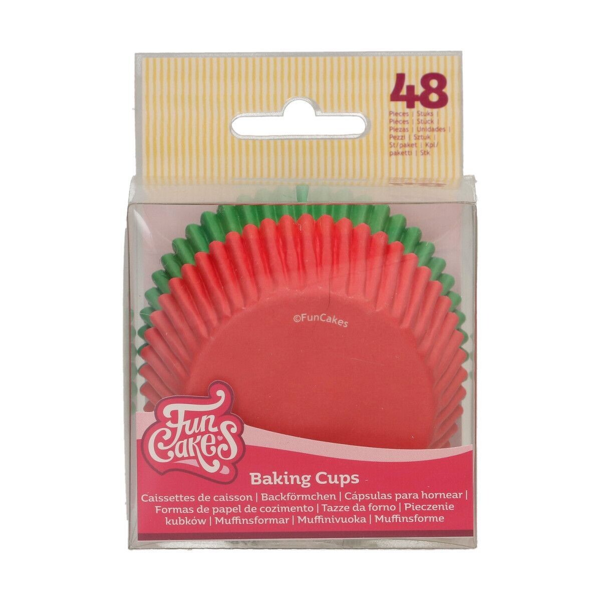 FunCakes Cupcake Cases -GREEN &amp; RED -Θήκες Ψησίματος σε Κόκκινο και Πράσινο -48 τεμ