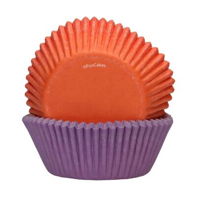 FunCakes Cupcake Cases -ORANGE &amp; PURPLE -Θήκες Ψησίματος σε Πορτοκαλί και Μωβ -48 τεμ