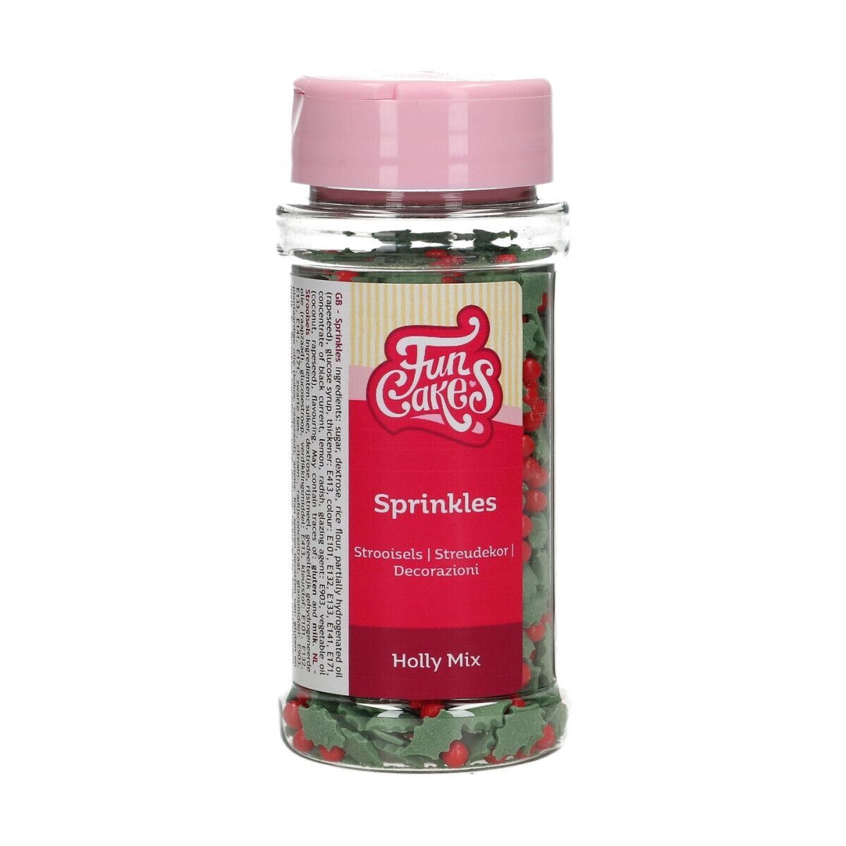 FunCakes Sprinkles -HOLLY MIX -Μείγμα Ζαχαρωτών Πρίνος &amp; Βατόμουρο 55γρ