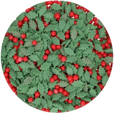 FunCakes Sprinkles -HOLLY MIX -Μείγμα Ζαχαρωτών Πρίνος &amp; Βατόμουρο 55γρ