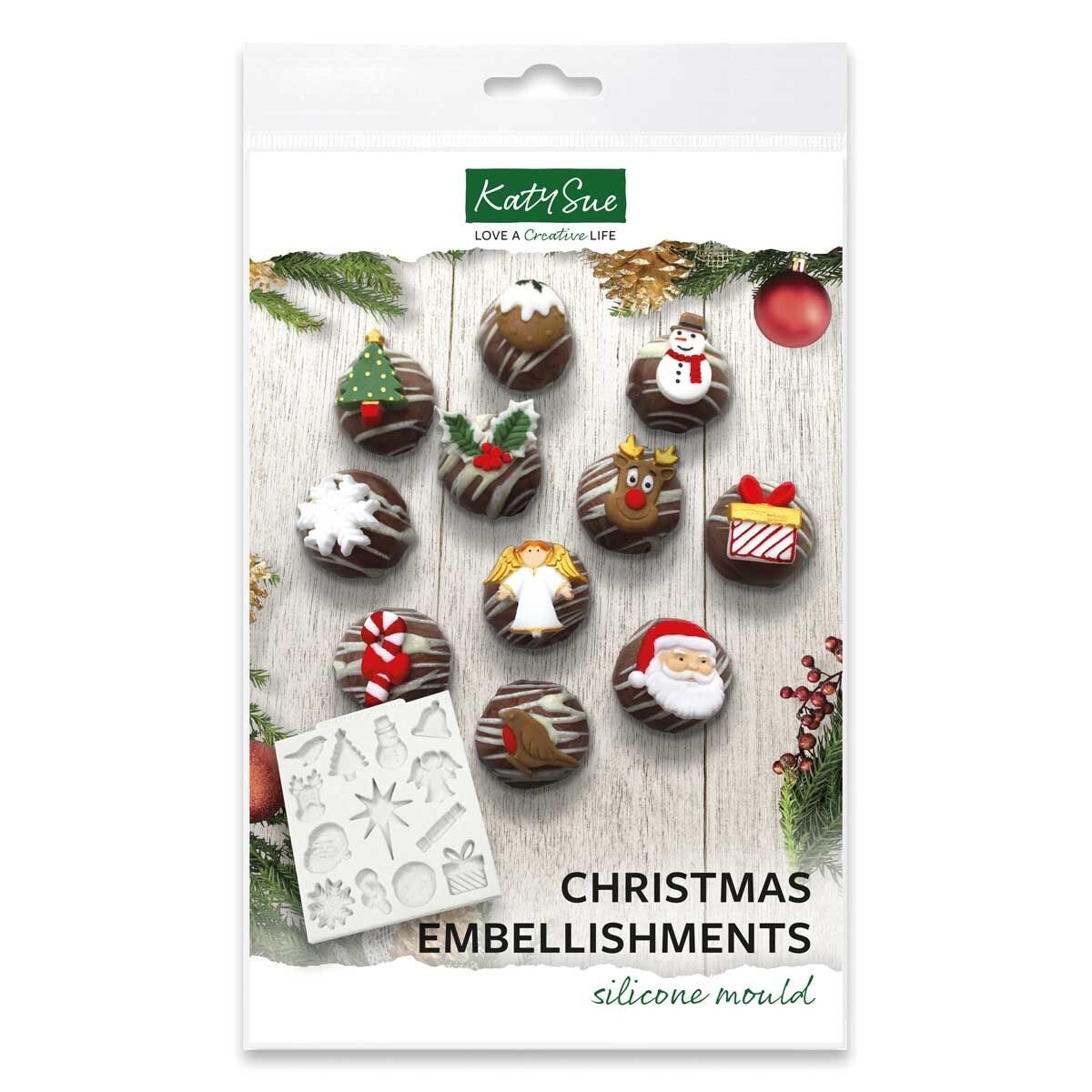 Katy Sue Silicone Mould -CHRISTMAS EMBELLISHMENTS - Καλούπι Σιλικόνης Χριστουγεννιάτικα διακοσμητικά