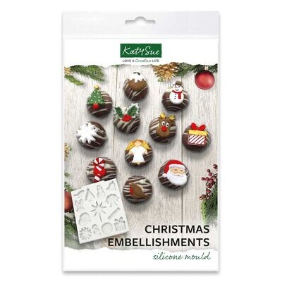 Katy Sue Silicone Mould -CHRISTMAS EMBELLISHMENTS - Καλούπι Σιλικόνης Χριστουγεννιάτικα διακοσμητικά