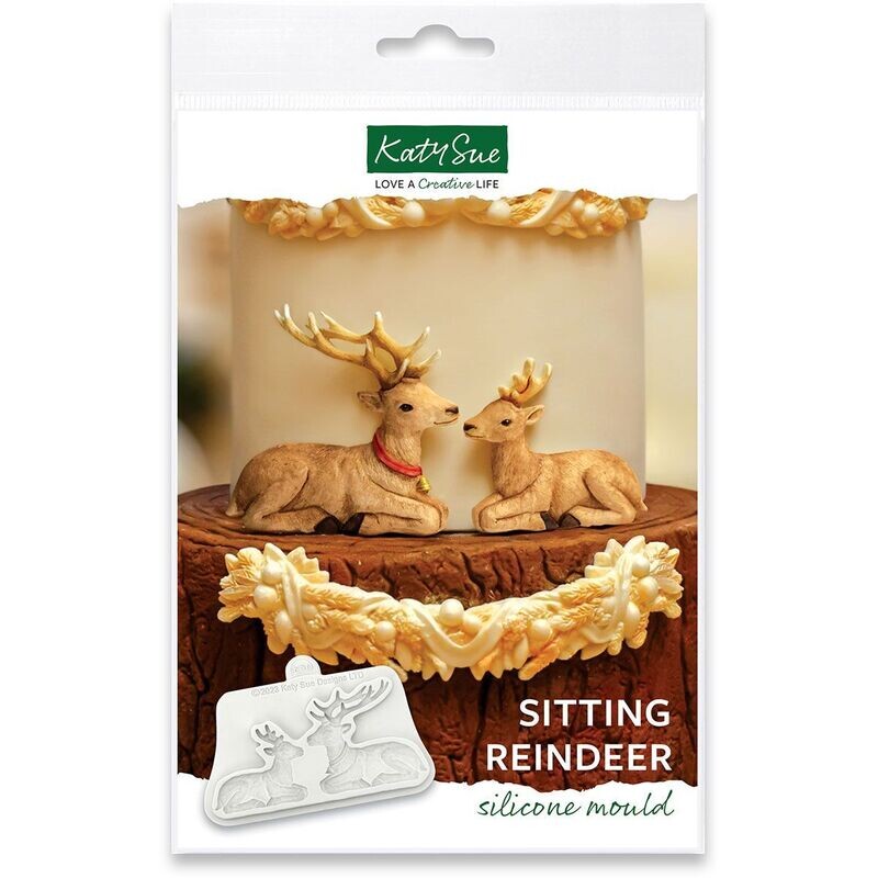 Katy Sue Silicone Mould -SITTING  REINDEER -Καλούπι Σιλικόνης Καθιστοί Τάρανδοι